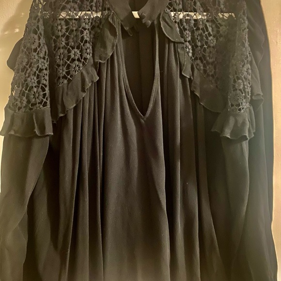 Free People Lace Sleeve Top Medium - Picture 2 of 2
